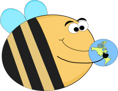 Globe Clipart Bee - Bee With Pencil Clipart (396x304), Png Download