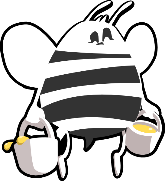 Bee Clipart Black And White - Honey Bee Black And White Vector Png (546x599), Png Download