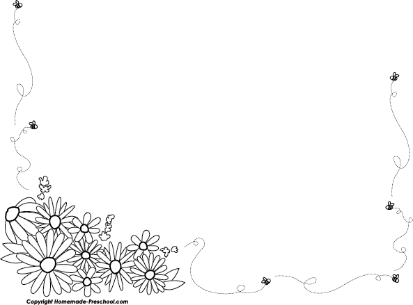 Click To Save Image - Black And White Flower Borders Png (593x439), Png Download
