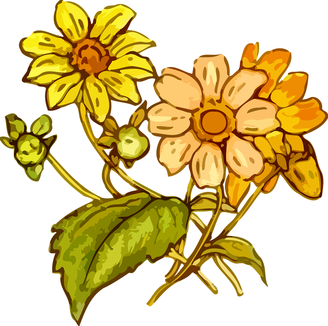 Wildflowers Drawing The Best 2 - Yellow Flower Drawing Png (1280x1272), Png Download