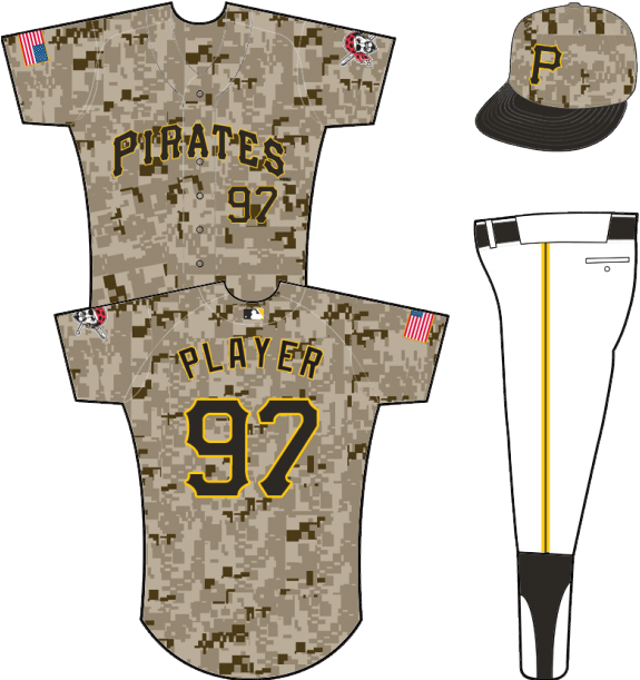 Pirates Camo Uniform - Piratas De Pittsburgh Uniforms (590x610), Png Download