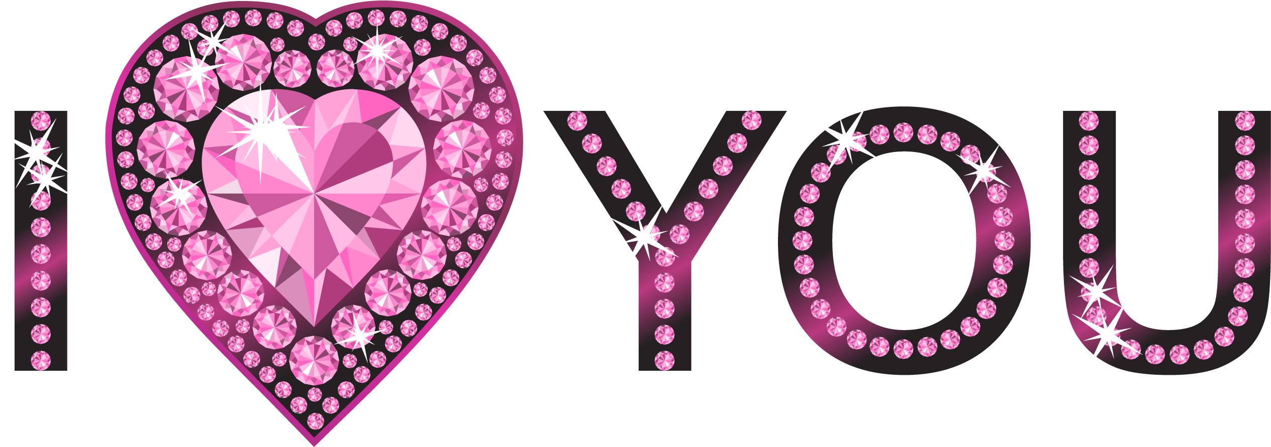 I Love You Diamond Design Png - Love You Png (2688x992), Png Download