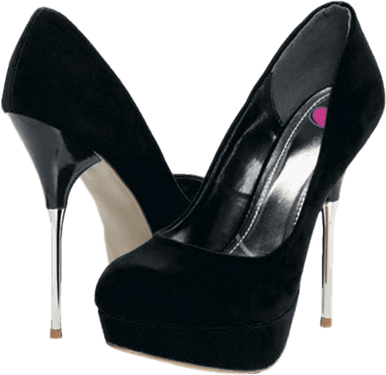 Black Plush Heels Png Clipart - Black High Heel Png (518x495), Png Download