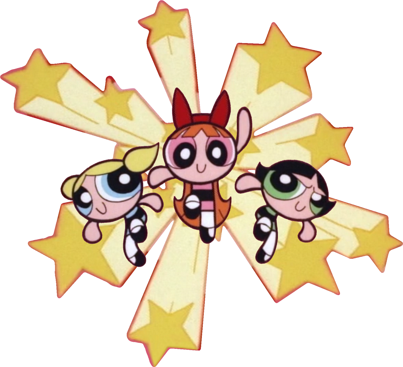 Ppg In Front Of Stars - Powerpuff Girls Stars (2000x1556), Png Download