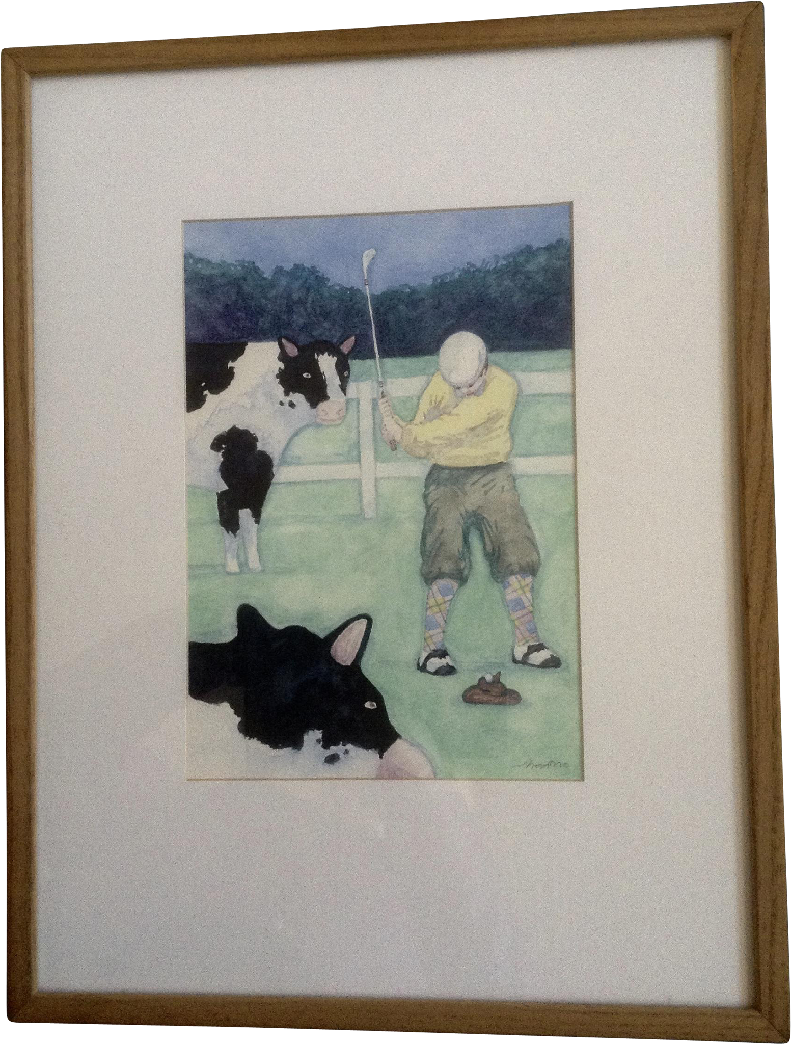 Jonathan Heath, Golf Pro The Cow Pie Play Though Original - Watercolor Painting (2048x2048), Png Download