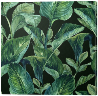 Watercolor Seamless Background With Tropical Leaves - Watercolour Tropical Leaves Hd (400x400), Png Download