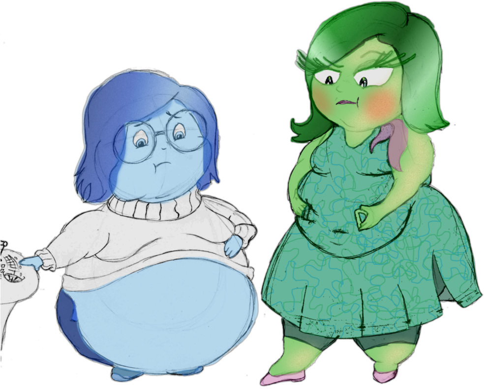 And Disgust From Pixar S By Bigbellys - Inside Out Sadness And Disgust (993x805), Png Download