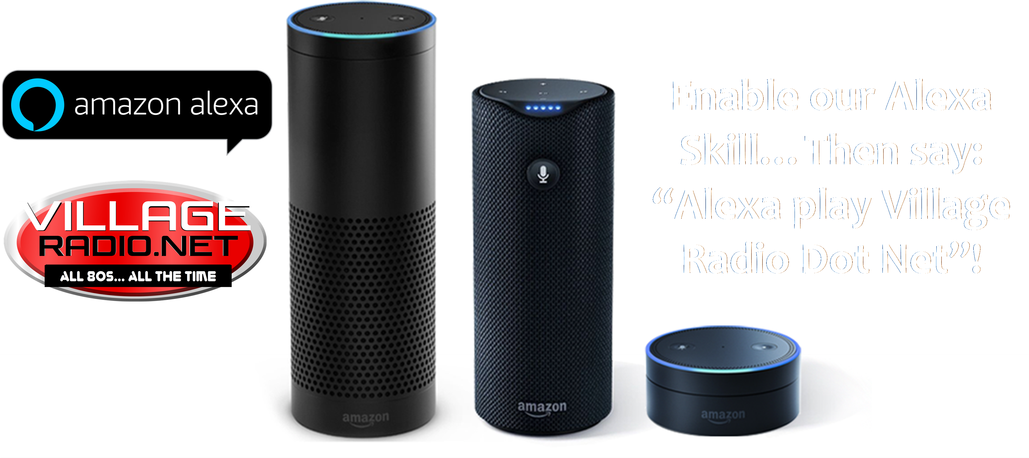 Enable Our Skill By Saying “alexa, Enable Village Radio (3457x1581), Png Download