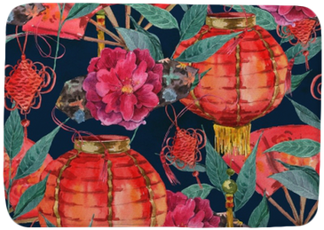 Seamless Watercolor Chinese New Year Background Bath - Oriental Chinese New Year Silk Framed Art (400x400), Png Download