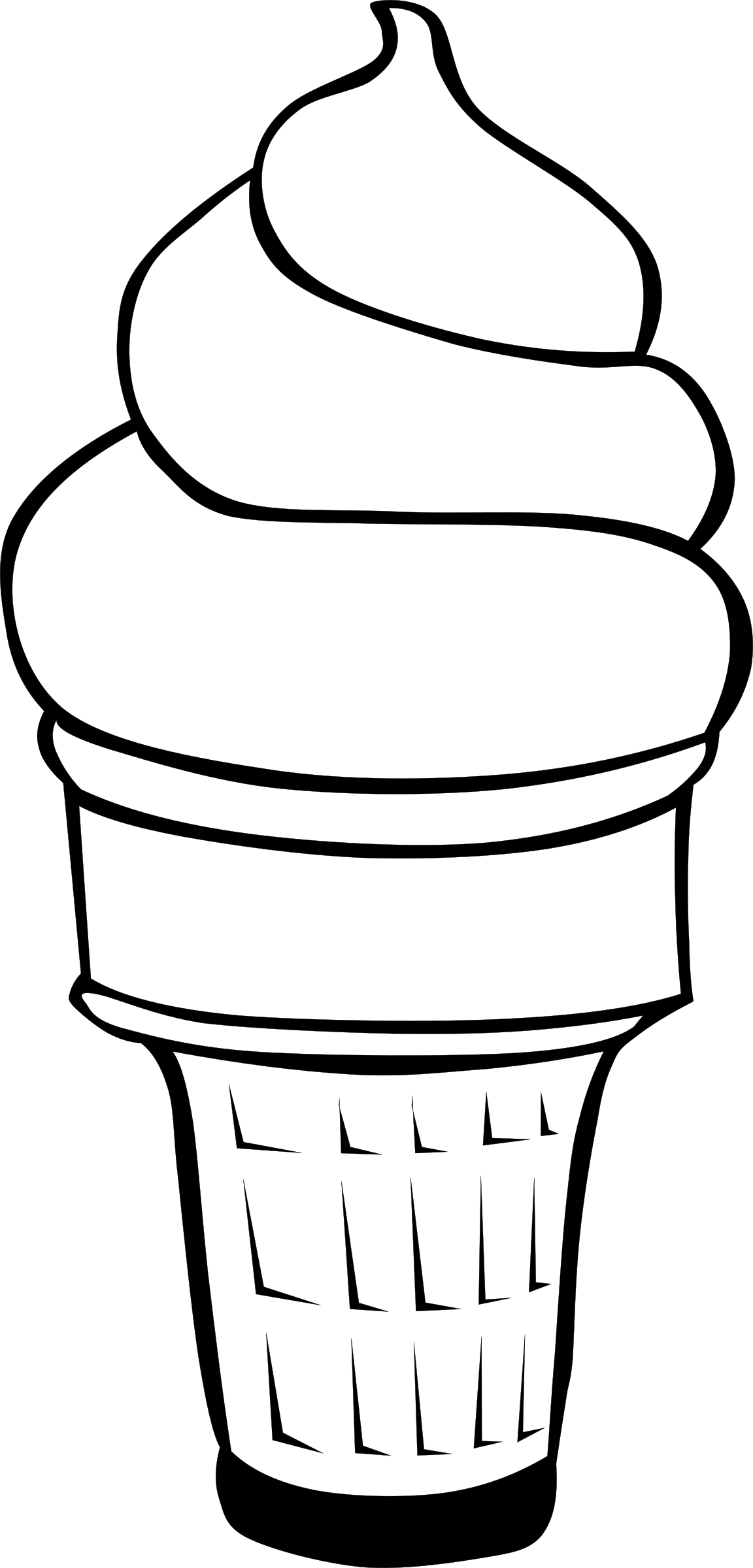 Ice Clipart Line - Cute Black And White Ice Cream Cones Clipart (1152x2400), Png Download