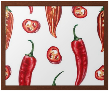 Watercolor Chili Pepper Pattern Framed Poster • Pixers® - Piment Aquarelle (400x400), Png Download