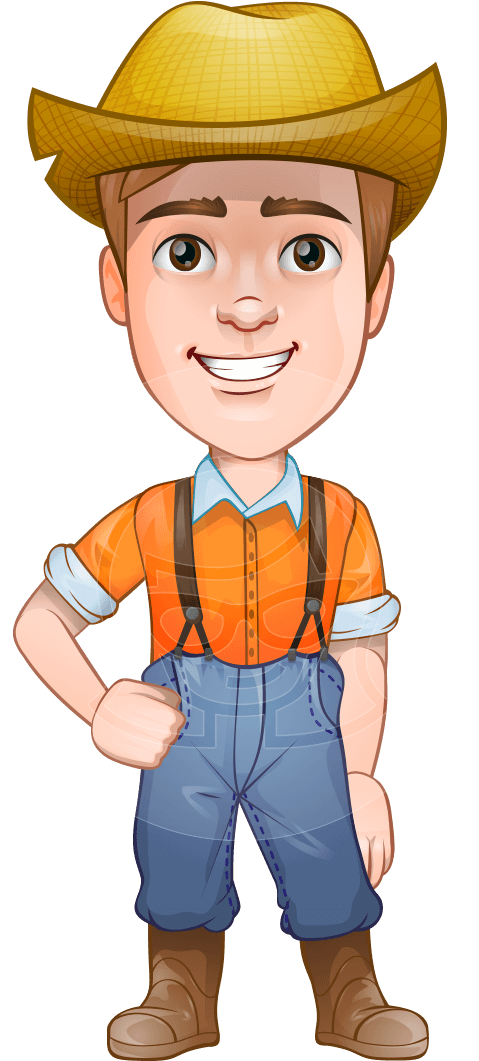 Farm Vector Transparent - Cartoon Farmer Png (957x1060), Png Download