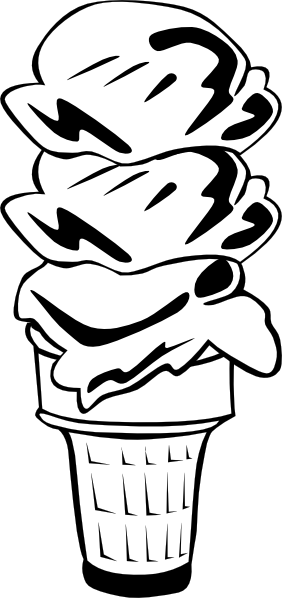 Ice Cream Cone (b And W) Png Images (282x598), Png Download