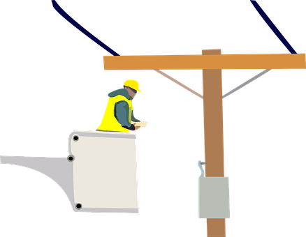 Electrician, Power Lines, Worker, Trade - Png Electricity Worker (438x340), Png Download