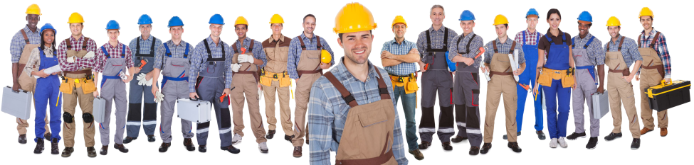 Line Of Construction Workers (1024x262), Png Download