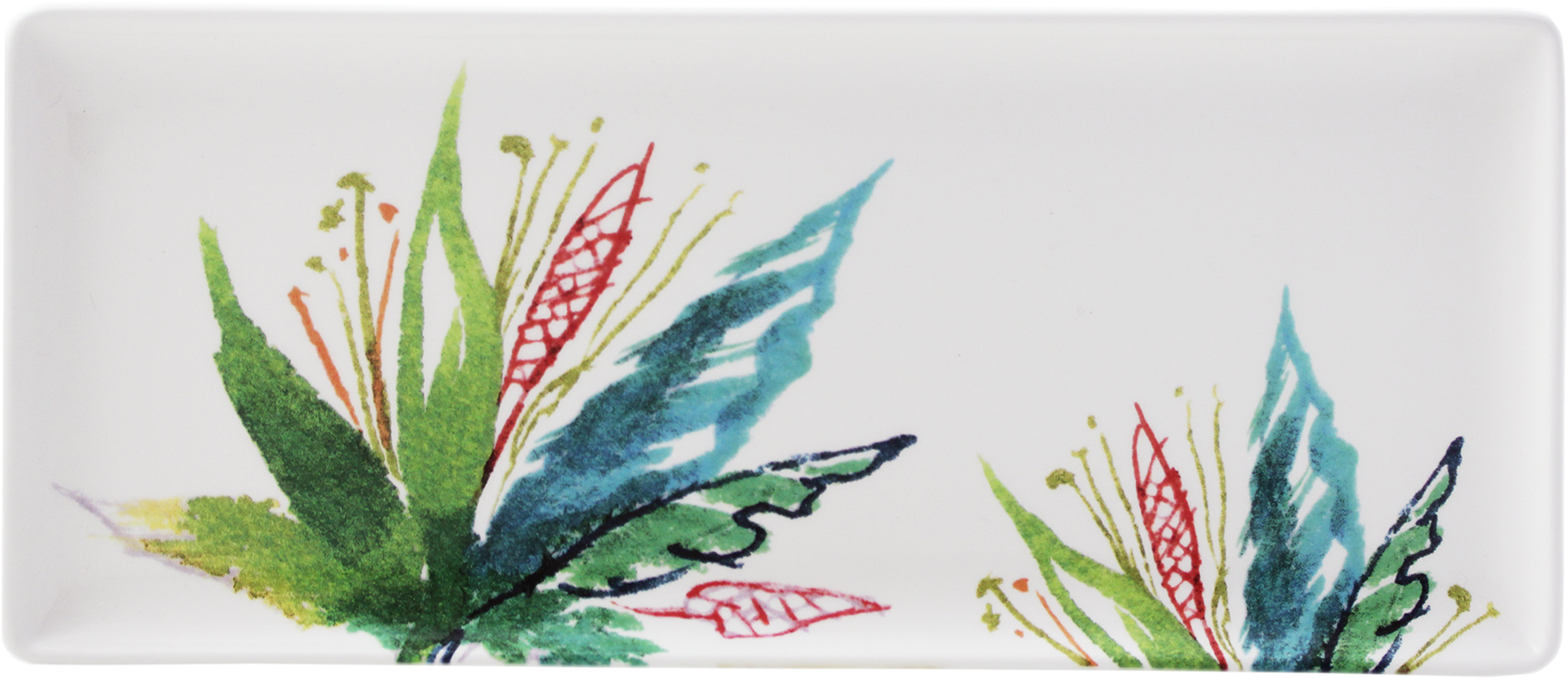 Oblong Serving Tray - Gien Jardins Extraordinaires Vegetal Oblong Serving (1800x1181), Png Download