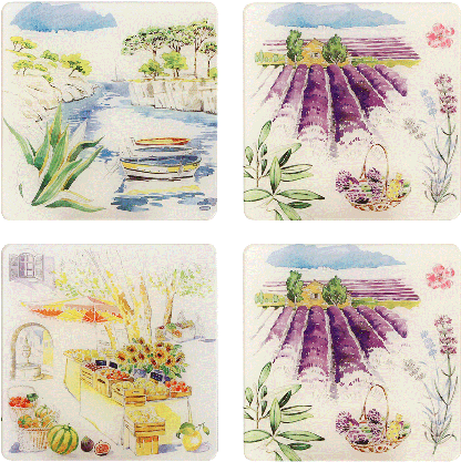 4 Acrylic Coasters - Gien Provence Acrylic Glass Coasters, Set Of 4 (587x443), Png Download