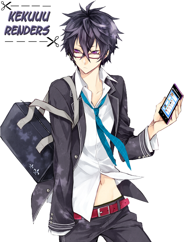 Download Anime Boy Png Png Images - Ảnh Anime Boy Đeo Kính (400x514), Png Download