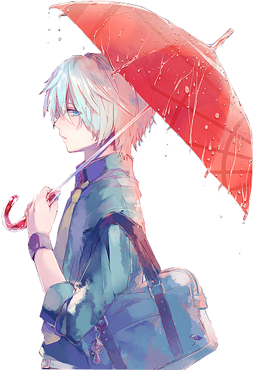 Anime, Anime Boy, And Umbrella Image - Anime Boy With White Hair And Blue Eyes (371x533), Png Download