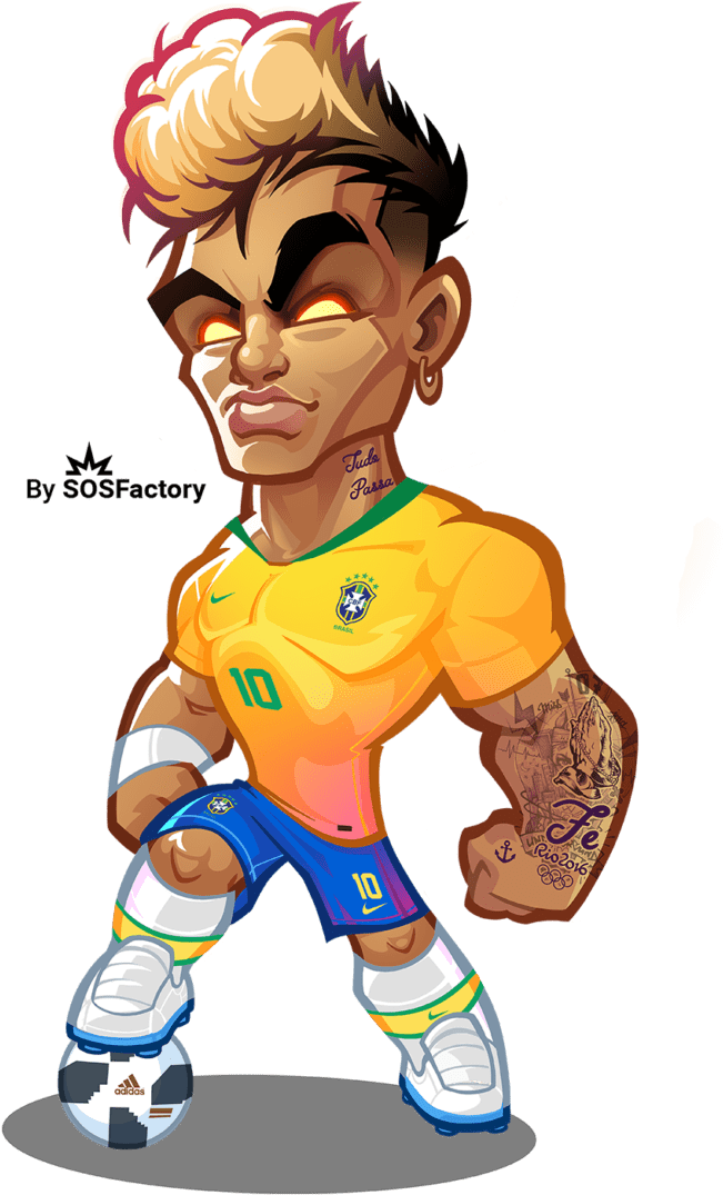 Neymar Jr Caricature - Caricaturas De Neymar Jr (768x1085), Png Download