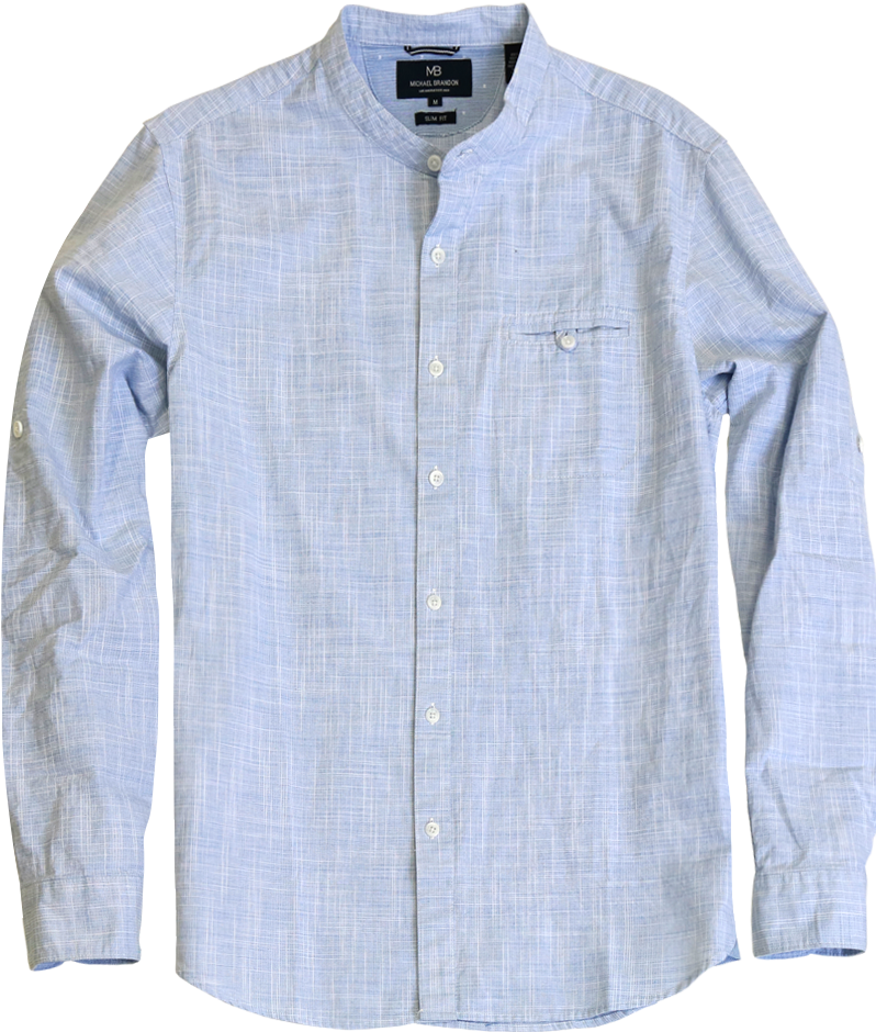 Collarless Crosshatch Shirt Collarless Crosshatch Shirt (800x975), Png Download