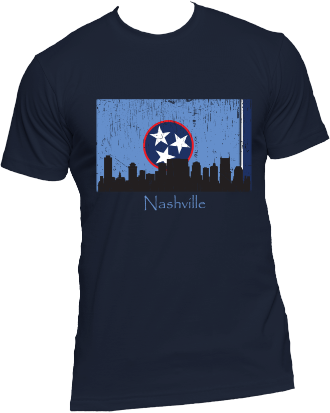 Nashville Skyline Blue Men's Short Sleeve T-shirt (1000x1000), Png Download