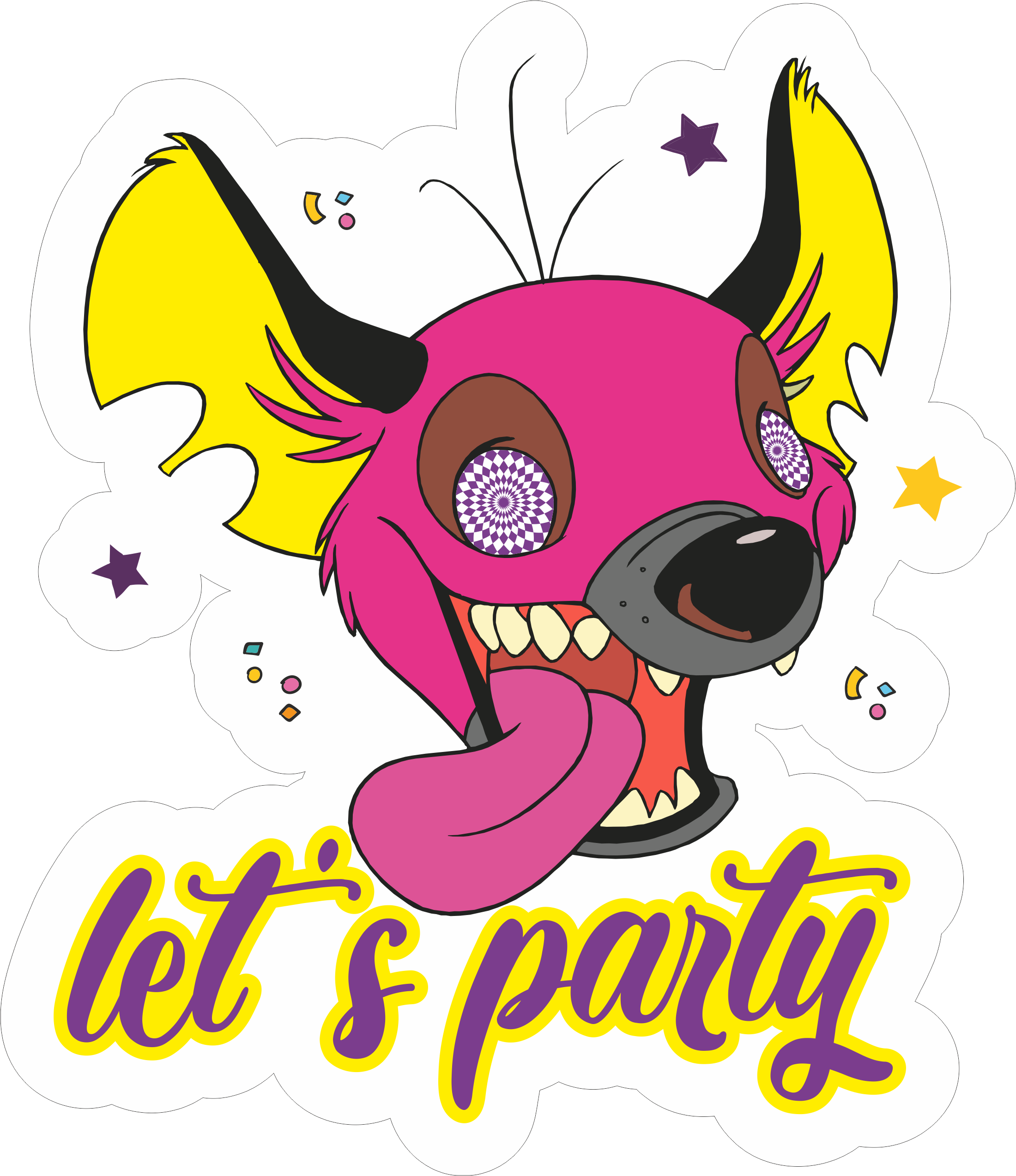 Let's Party Vector Sticker (2200x2546), Png Download