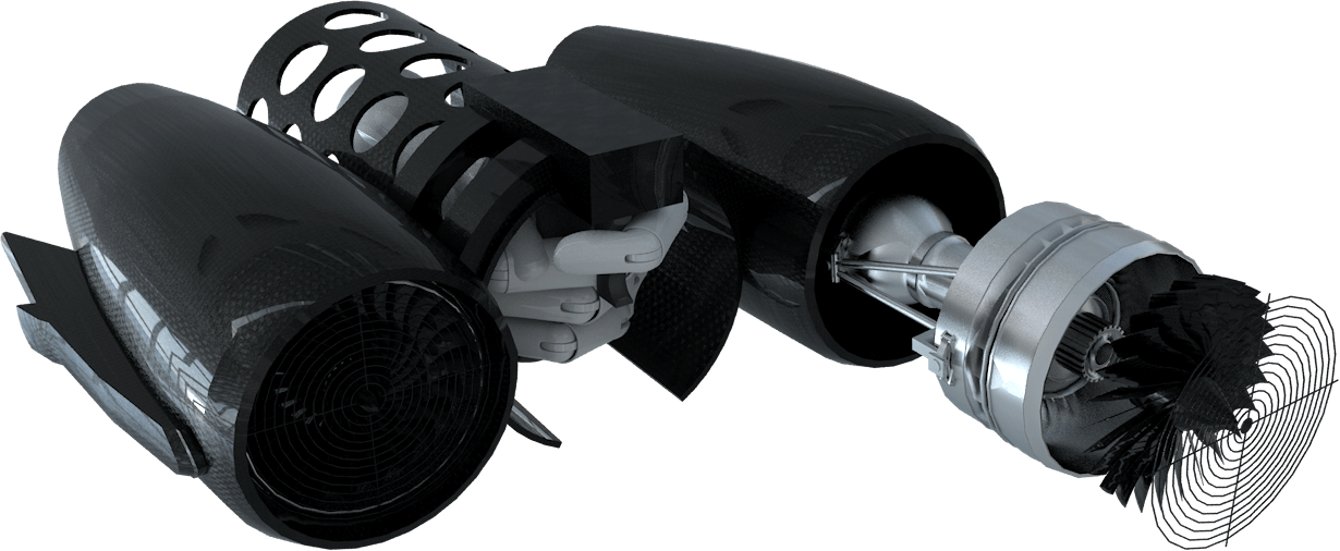 2 Fans Mounted On Each Arm And Leg With A Trigger For (1230x506), Png Download