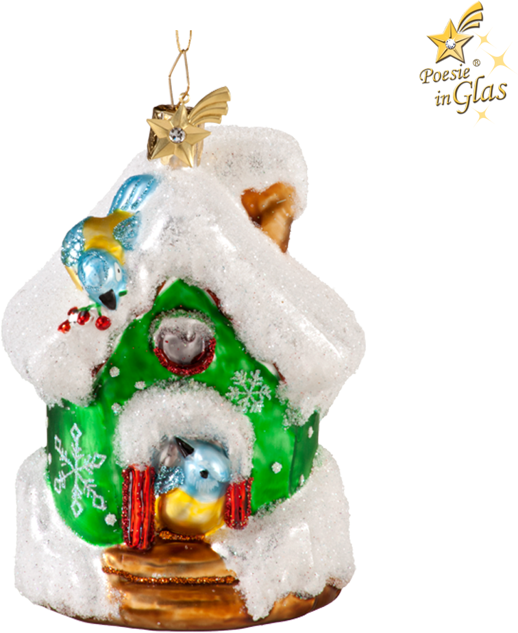 Bird House Winter With Blue Tit (1000x1000), Png Download