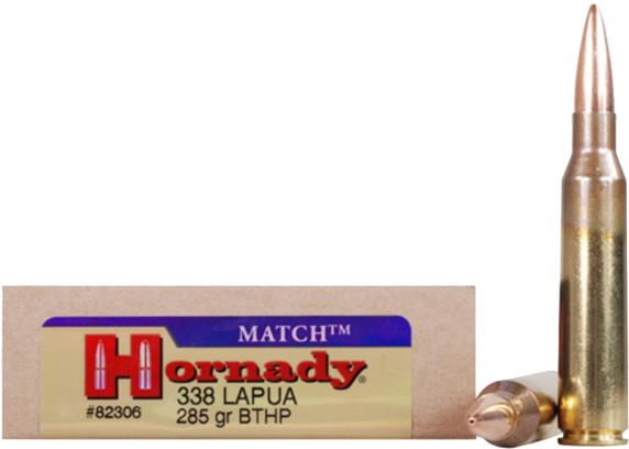 Hornady Match 338 Lapua Magnum 285 Gr Bthp (600x600), Png Download