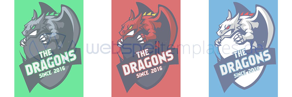 Clan Logo Different Colors L037 Mascot Dragon (1200x400), Png Download