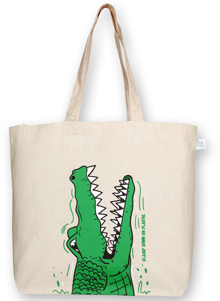 Canvas Large Tote Bag Crocs Natural-ecoright (600x600), Png Download