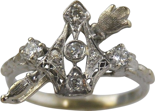 Diamond Filigree Ring14kt White Gold-crown & Scepter (657x657), Png Download