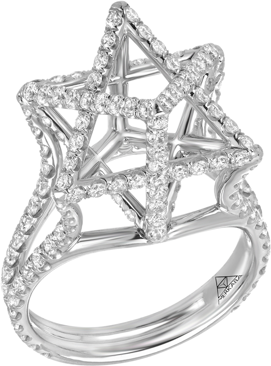 Merkaba Light Large Platinum Ring With Diamonds (1200x1200), Png Download