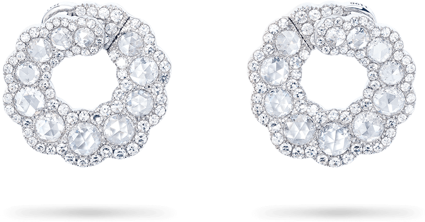 Rose Cut Mini Curved Hoop Earrings (1500x1500), Png Download