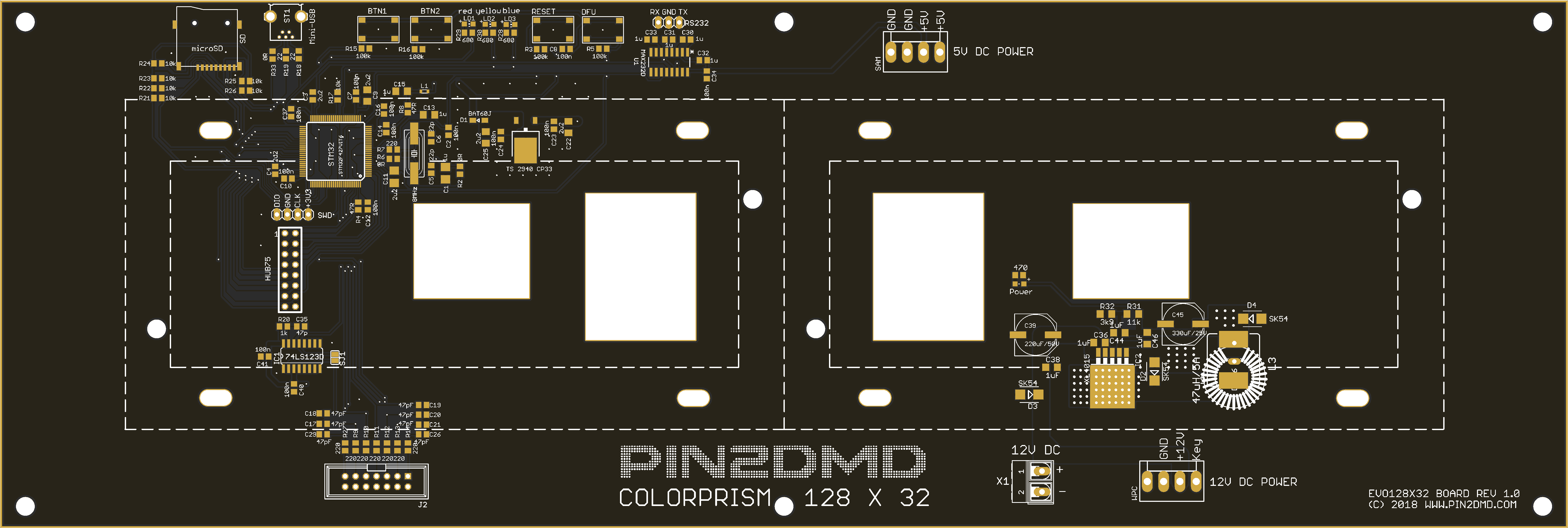 Pin2dmd Evo128x32 Rgb Led Dotmatrix Pinball Display (5994x2017), Png Download
