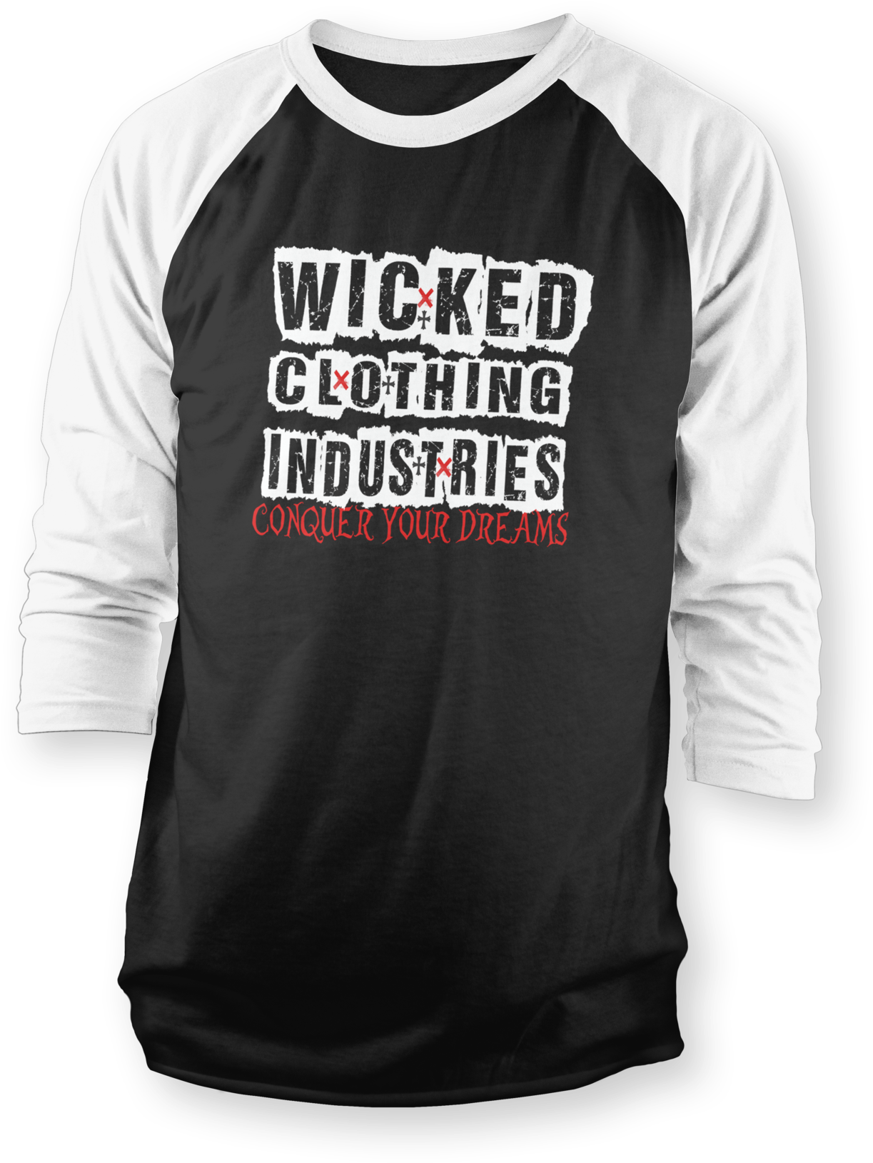 3/4 Sleeve/white/ Black /conquer Your Dreams (1365x2048), Png Download