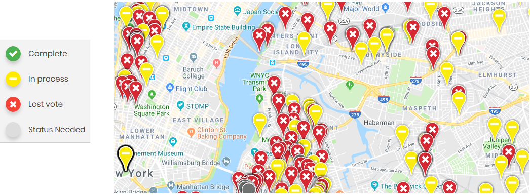 A Map Of Nyc With Pins Illustrating Projects That Have (1046x385), Png Download