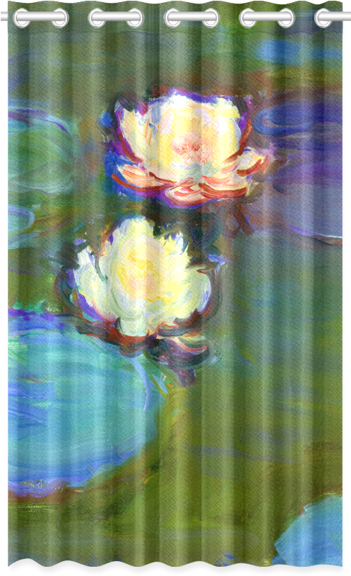 Monet Water Lilies Floral Window Curtain 50" X 84" (1000x1000), Png Download