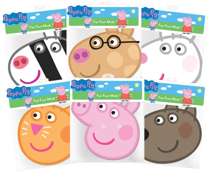 Peppa Pig & Friends Party Masks 6-pack (700x581), Png Download