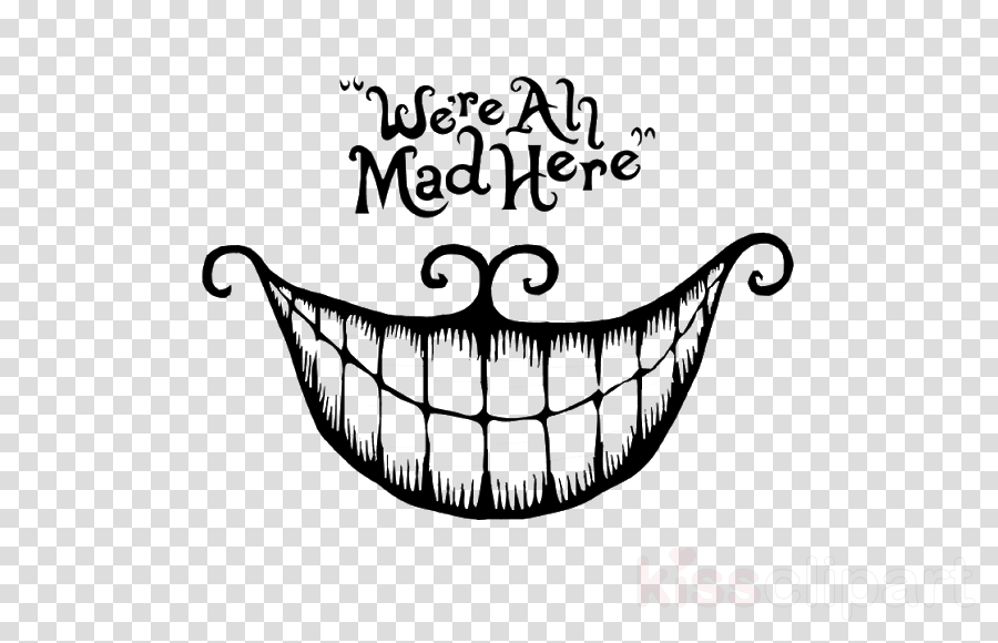 We Are All Mad Here Clipart Cheshire Cat Wall Decal (900x580), Png Download
