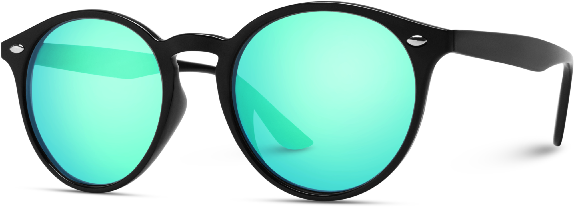 Round Classic Retro Frame Sunglasses (2048x2048), Png Download