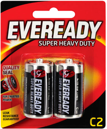 Eveready Super Heavy Duty C Battery 2 Pack (763x571), Png Download
