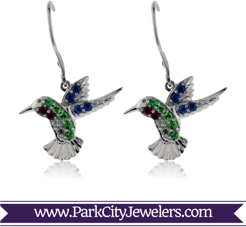Garnet, Ruby, Sapphire Gemstone Hummingbird Earrings (600x600), Png Download