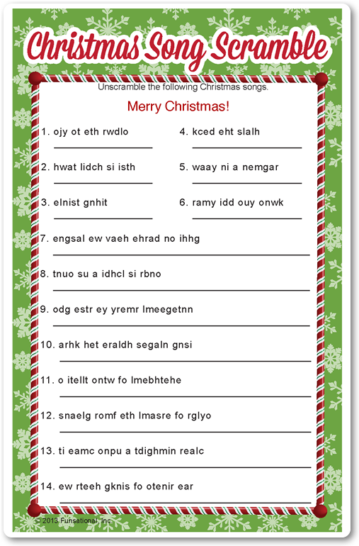 Christmas Song Scramble (612x792), Png Download