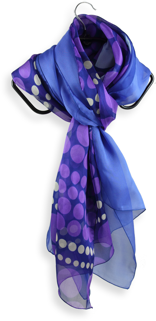 Purple Paisley Printed Silk Scarf Plain Blue Made In (1200x1200), Png Download