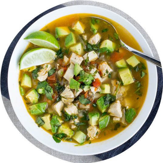 Chicken And Avocado Soup Recipe (570x544), Png Download