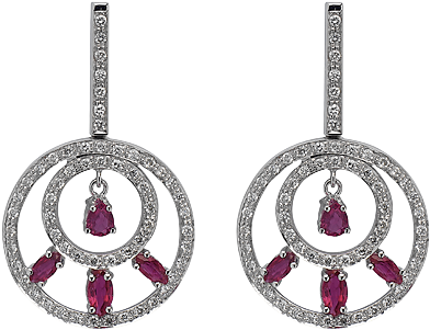 Marquise Rubies And Diamonds Drop Earrings (844x482), Png Download