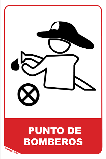 Aviso Senal Punto Bomberos Tripsign (640x640), Png Download