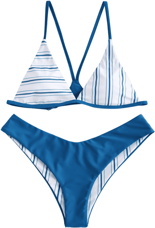 Y Zaful Back Bikini Set Striped S Ojos Azules Dq7qwt8r (558x744), Png Download